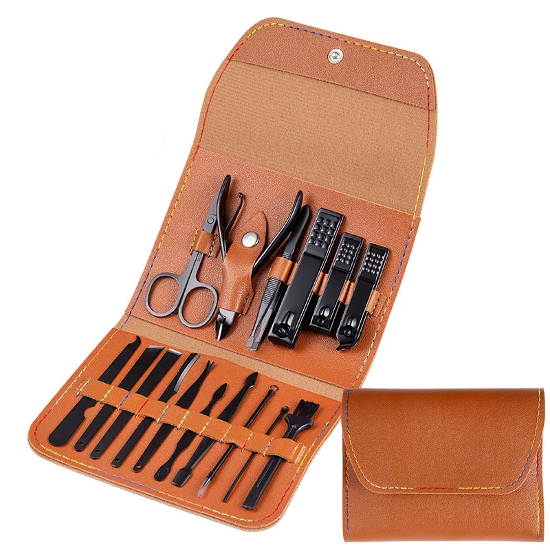 Nail Set Scissors Manicure Set Pedicure kit Stainless Steel Nail Clippers Tool Travel Grooming Case Gift for Lady