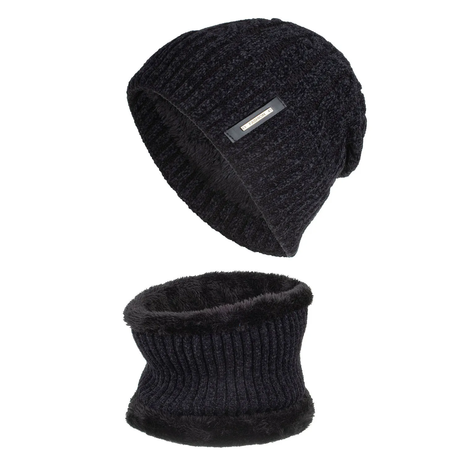 fashion-winter-beanie-hats-for-women-men-hat-scarf-with-thick-fleece-lined-warm-chenille-knit-cap-solid-color-skull-caps-neck