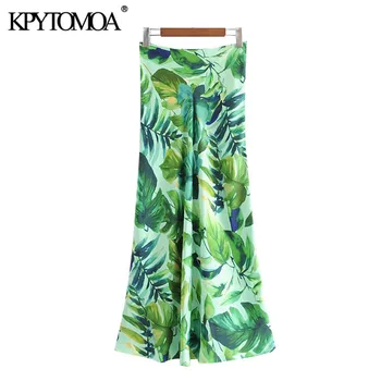 

KPYTOMOA Women 2020 Chic Fashion Floral Print Maxi Skirt Vintage High Waist Zipper Female Skirts Casual Faldas Mujer
