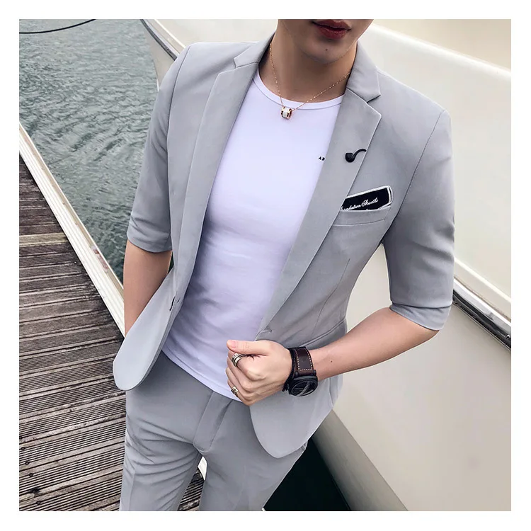 Свадебные костюмы для мужчин, Terno Masculino, повседневное приталенное платье, Одноцветный, 8 цветов, мужской костюм жениха с брюками, комплект из 2 предметов, костюм для мужчин