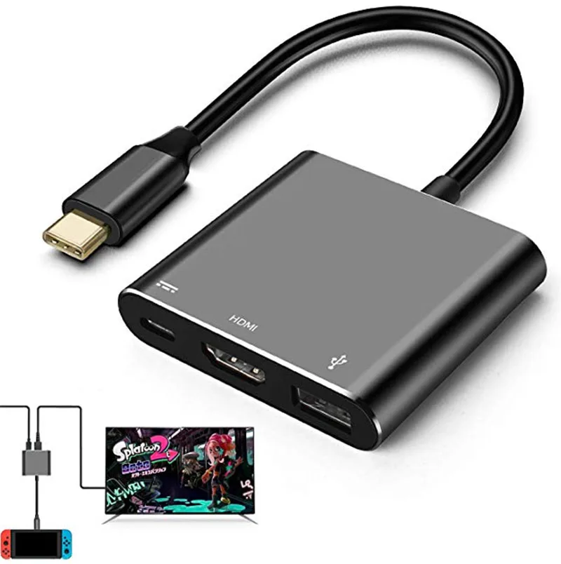 

HDMI USB C Hub Adapter for Nintendo Switch, 4k Type C HDMI Dock Cable for Nintendo Switch,Compatible with MacBook Pro Samsung Ga