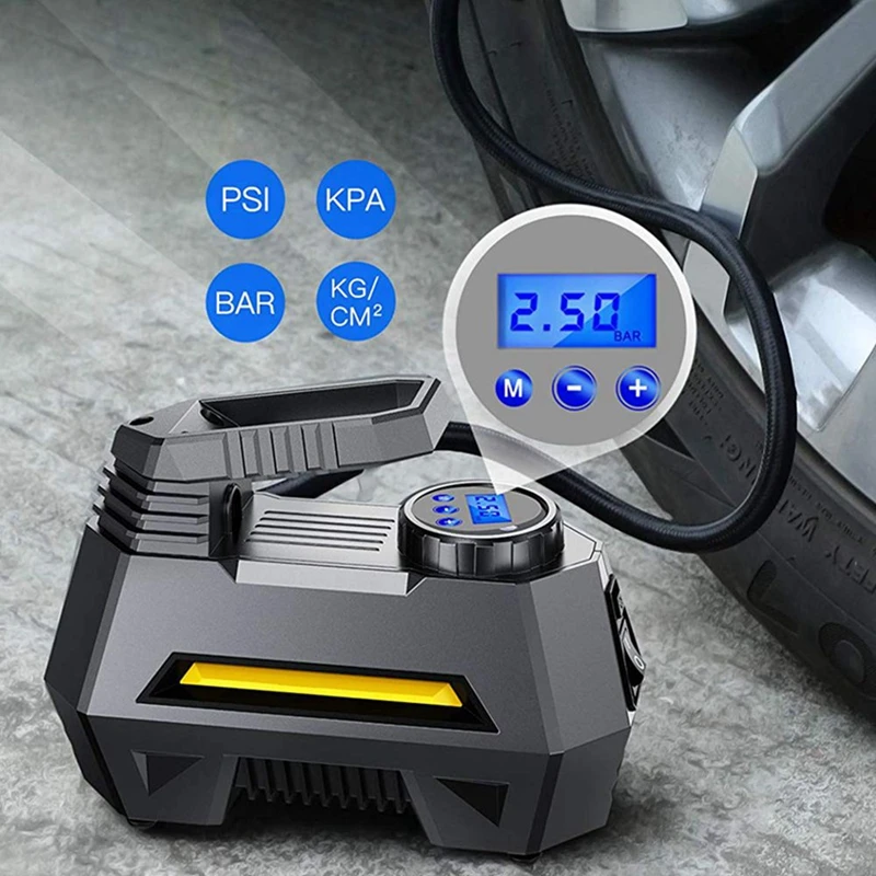 Preise Luft Kompressor Pumpe Inflator Tragbare Für Auto Lkw Reifen Überwachung Druck Lcd Digital Display 12V Auto Lkw Fahrrad Werkzeug