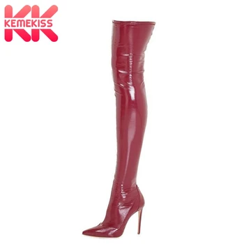 

KemeKiss Western Style Women Over The Knee High Boots Sexy Thin Heels Pointed Toe Shoes Women Club Dance Footwear Size 33-43