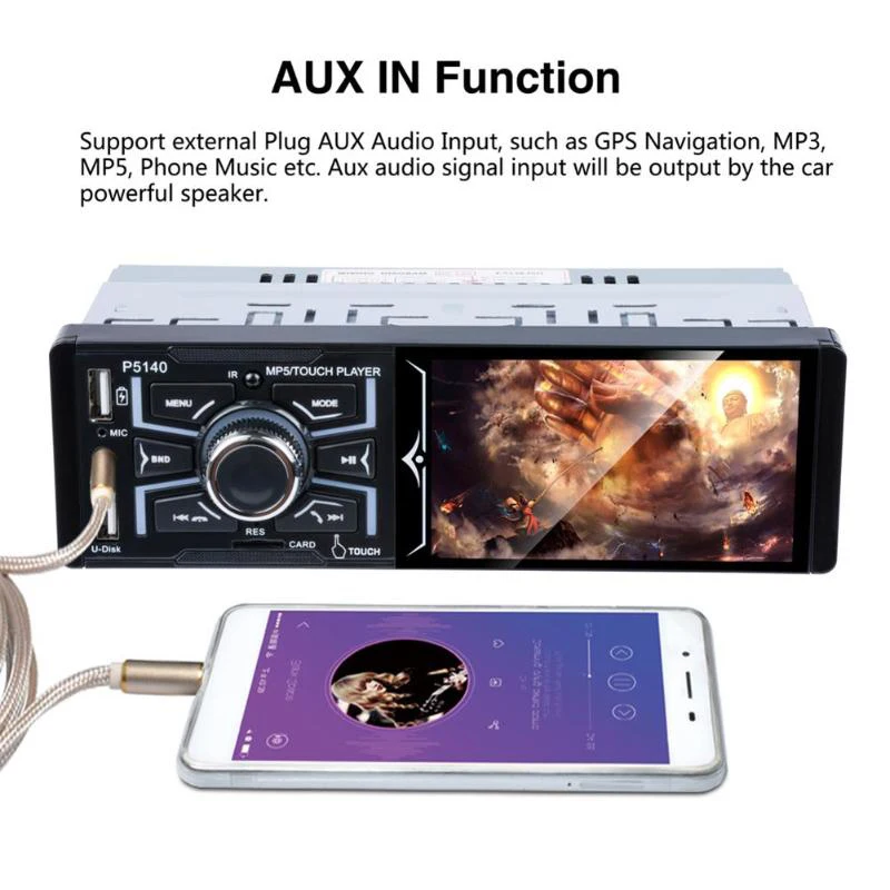 4,1 дюймовый пресс-экран 1080P Bluetooth автомобильный стерео плеер Автомагнитола Rds Am/Fm радио Mp3 Wma Mp4 Mp5 приемник