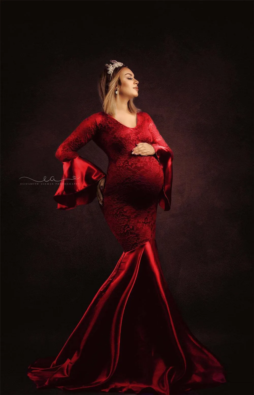 Elegence Lace Maternity Dresses For Photo Shoot Props Sexy Pregnancy Dress For Photography Long Pregnant Women Maxi Gown Clothes (2)