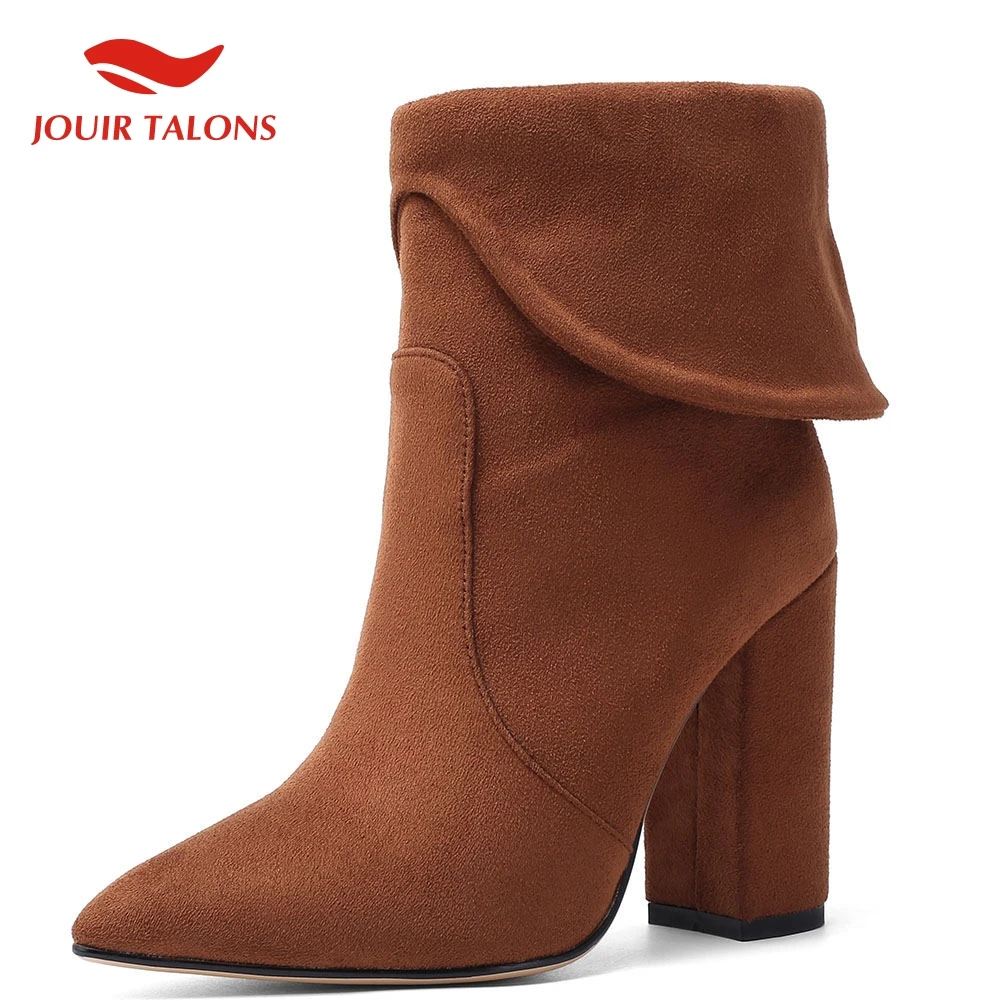 

On Sale New Brand Top Qaulity Sexy Big Size 43 Chunky High heeled Shoes Woman Western Boots Female Retro Ladies Short Boot Women