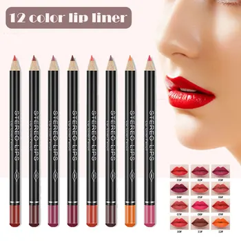 

Hot Matte Lip Liner Pencil Set 12 Assorted Colors Lip Makeup Soft Pencils Waterproof and Long Lasting Velvet Lip Liners