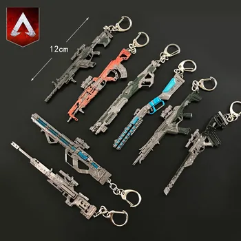 

12CM Apex Legends Game Keychains Cool Men Portable Battle Royale Metal Gun Model Military Collection Toys For Children