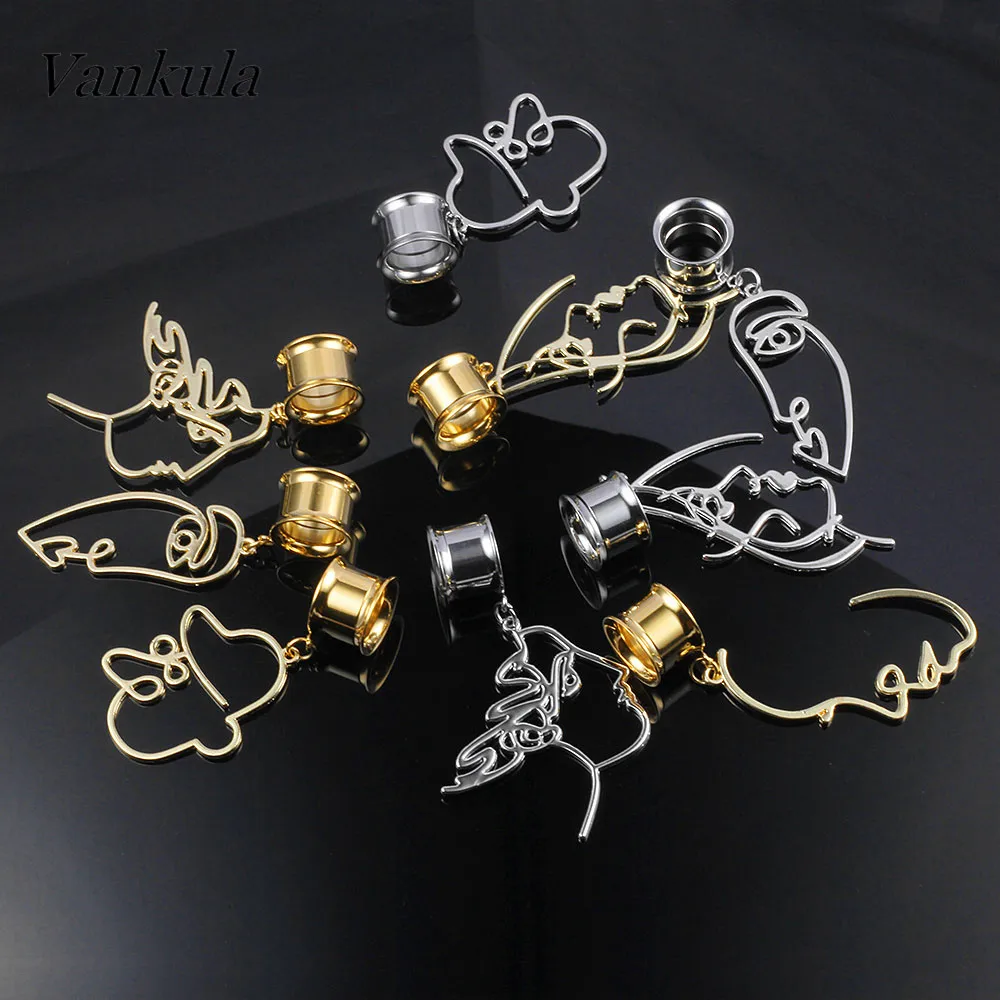 Vankula 18 шт. Заглушки для ушей в форме лица и туннели из нержавеющей стали с