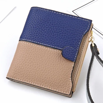 

New Women Wallet Short Trend Korean Style Of Two Color Stitching Zipper Handbag Purse