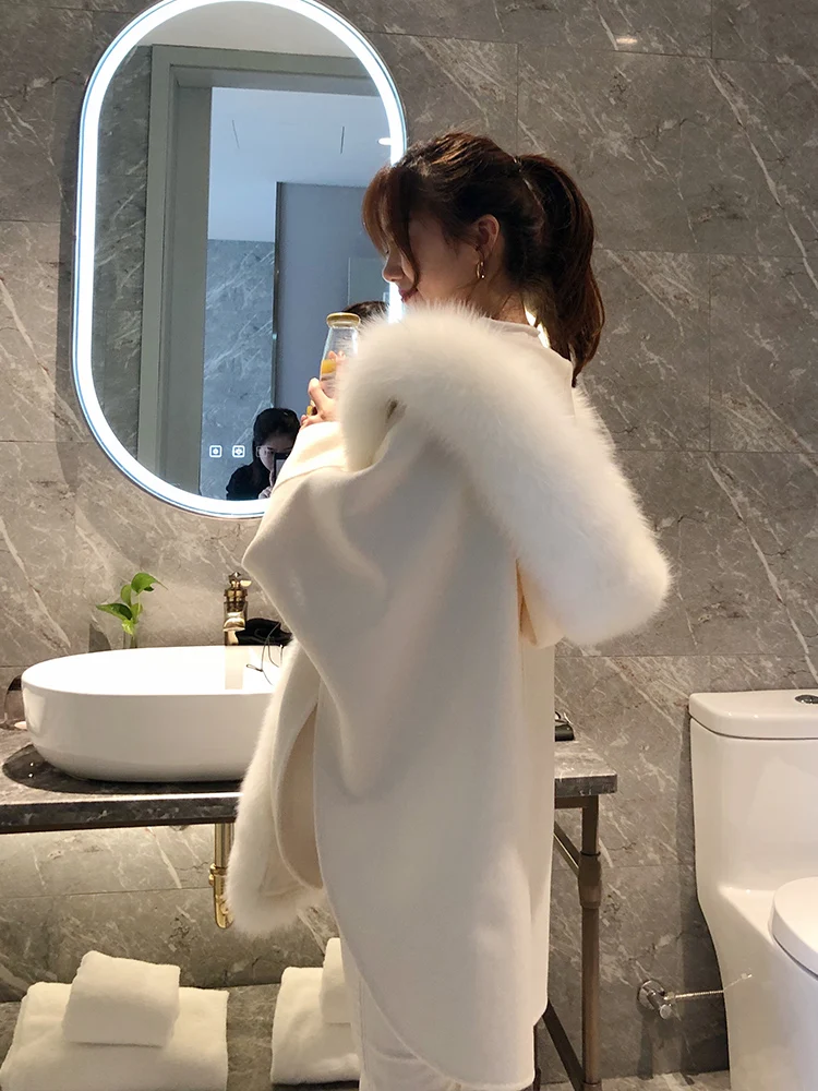 Autumn Winter New Ladies Real Wool Coat with