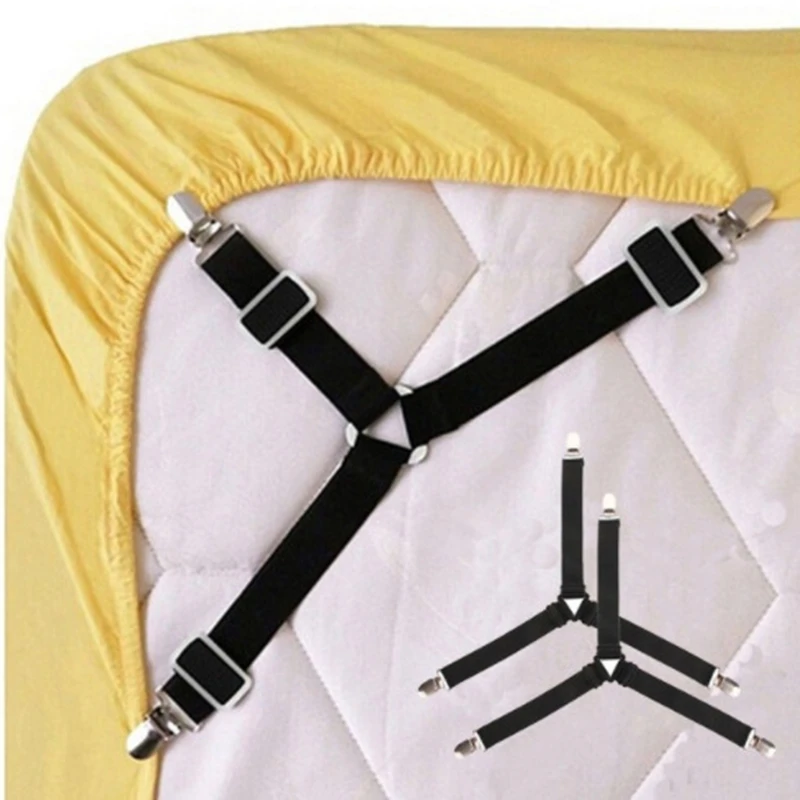 4Pcs Fastener Bed Sheet Clips Mattress Cover Blankets Holder Home Textiles Organize Gadgets Elastic Bed Sheet Grippers Belt 1
