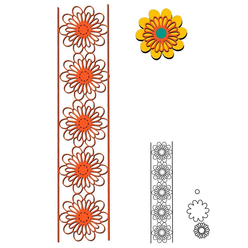 InLoveArts Daisy Flower Border Metal Cutting Dies Frame Scrapbooking Christmas Stencils Embossing Paper Die Cut Photo Album