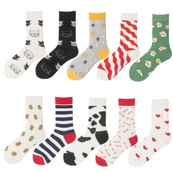 

Combed Cotton Fashion Hip Hop Happy Socks For Men Trend Poached Egg Pineapple Fruits Personality Funny Socks Tide Socks Original