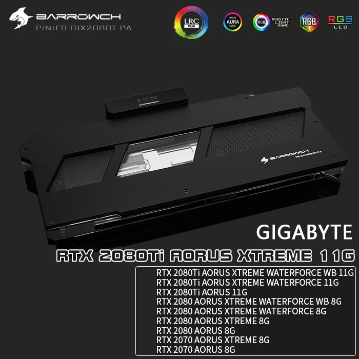 Водяной блок Barrowch для GIGABYTE RTX2080Ti AORUS XTREME 11 г/WATERFORCE WB 8 г/полноразмерный GPU/5 В 3PIN