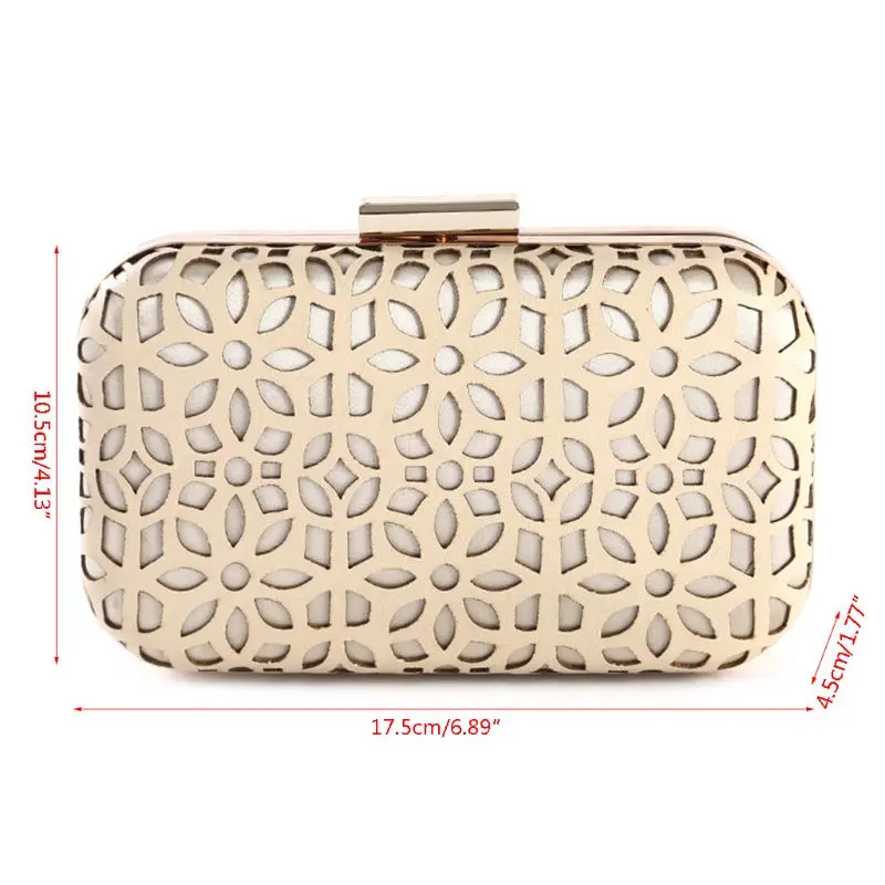 Stylish Women Hollow Handbag Evening Bag Party Prom Wedding Bridal Clutch Shoulder Wallet Purse 17.5 x 4.5 x 10.5cm