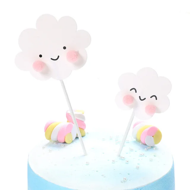 Красочные Fimo 3D Радужные облака для Топпер для торта «С Днем Рождения» свадебное украшение для торта обертка забавные вечерние принадлежности для кексов - Цвет: DGZS-378-Cloudsmile