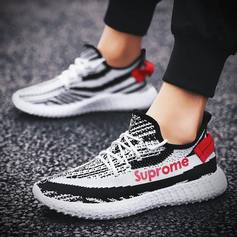 

Men Spring And Summer Fly Woven Stylish Sneaker Students Breathable Sports Running Shoes