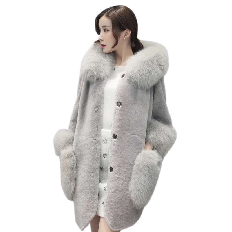 

Women Fashion Casual Office Lady Solid Color Sheep Shearling Fur Coat Ladies Coat Super Thick Jacket
