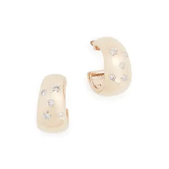 

LOZRUNVE Korean Starburst Open Wide Huggie Hoop Earring 925 Sterling Silver