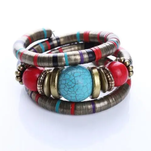 Women  Fashion Bracelet Jewelry Silver Color Faux  Boho Adjust Bangles Charm Chic Beads Bracelets 5