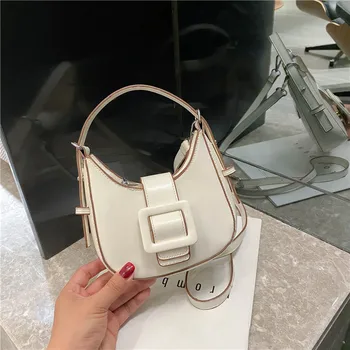 

Solid Color PU Leather Saddle Bags For Women 2020 Fashion Shoulder bag Handbags Female Travel CrossBody Bag Purse