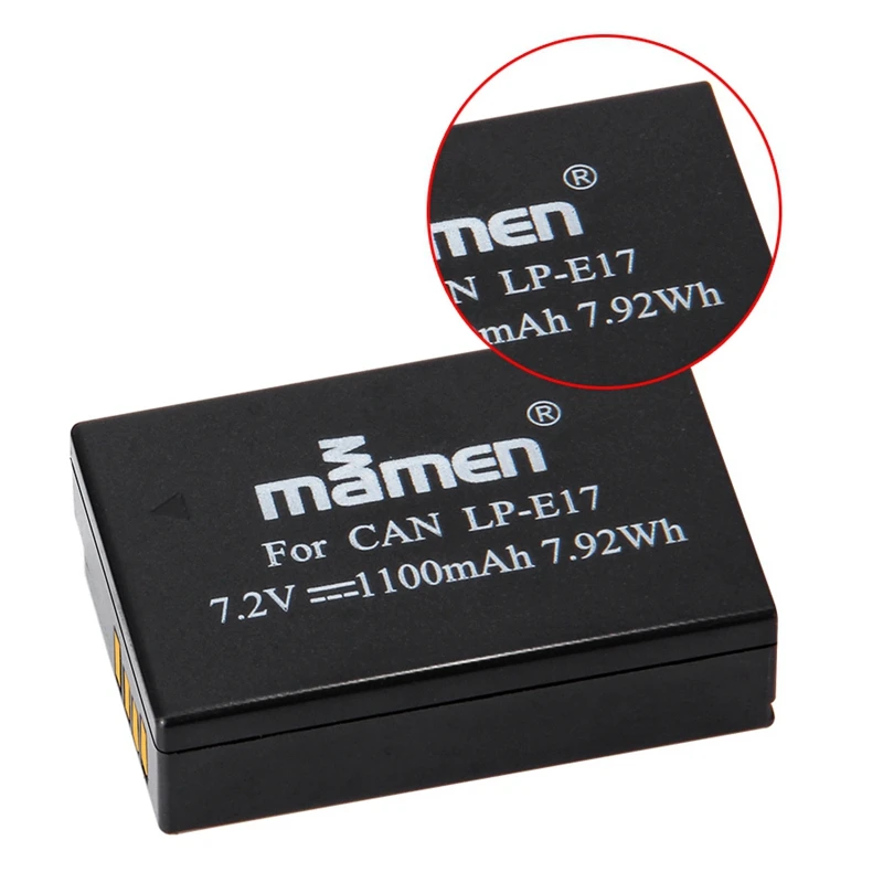 Mamen 2 шт. 1100 мА/ч, Перезаряжаемые LP-E17 LP E17 LPE17 цифровой Камера Батарея для цифровой однообъективной зеркальной камеры Canon EOS M5 M6 200D T6I T6S 750D 760D 77D X8I