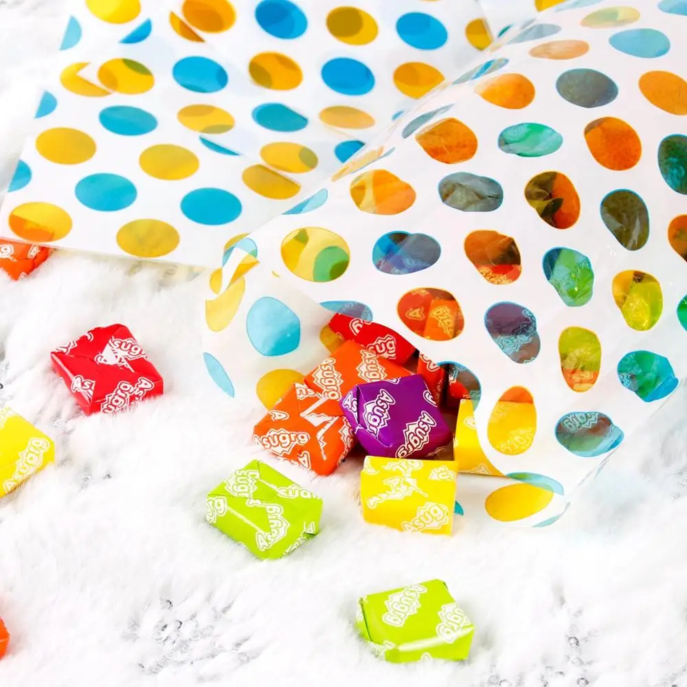 QIFU 10pcs Dots Stripe Candy Bag For Cookie Candy Biscuit Snack Baking Package Cookie Box Happy Birthday Wedding Party Supplies