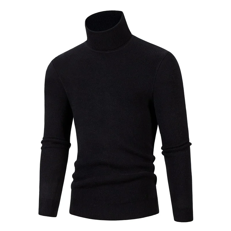 Mens Sweater Turtleneck Pullovers Korean Fashion Computer Knitted Sweater Men Black White Turtleneck Sweater Men Solid Pullovers 6