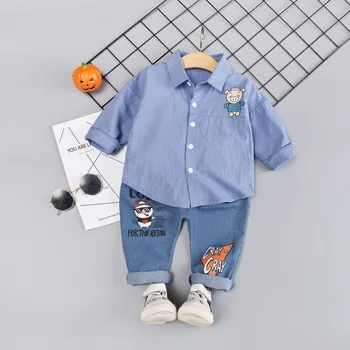

Toddler Baby Boy Clothing Sets Autumn Spring Kid Gentleman Style Cartoon Wing Pig Tops T Shirt+Jeans Children Infant Clothes