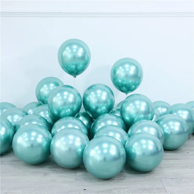 20pcs 12inch New Glossy Baby Pink Metal Pearl Latex Balloon Rose Gold Thick Chrome Metallic Globos Wedding Birthday Party Decor green 2