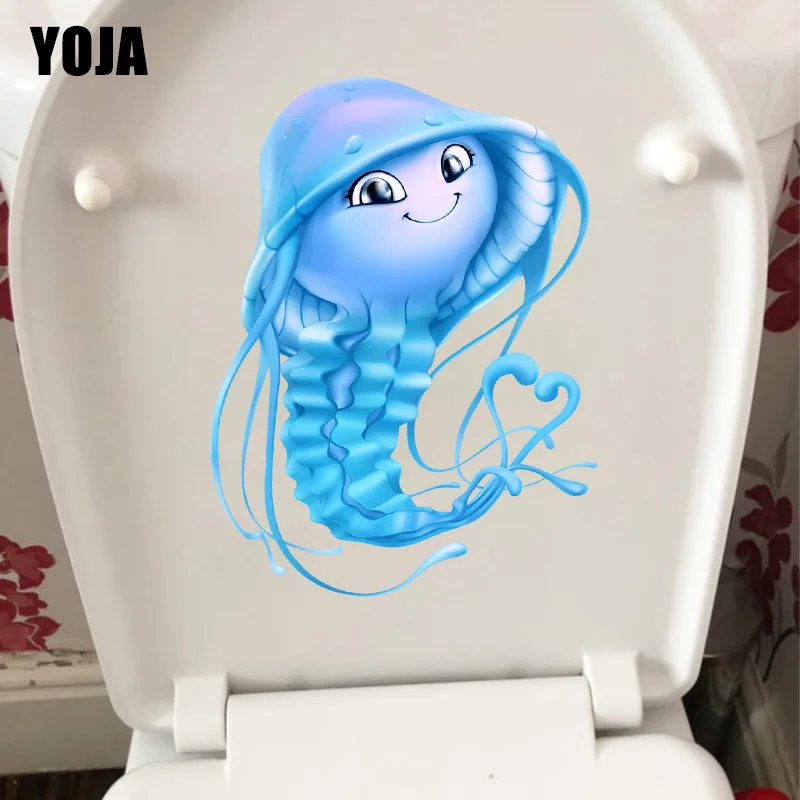 YOJA 17 4 × 23 3 см милый синий Медузы Мода для ванной комнаты WC Туалет наклейки дома