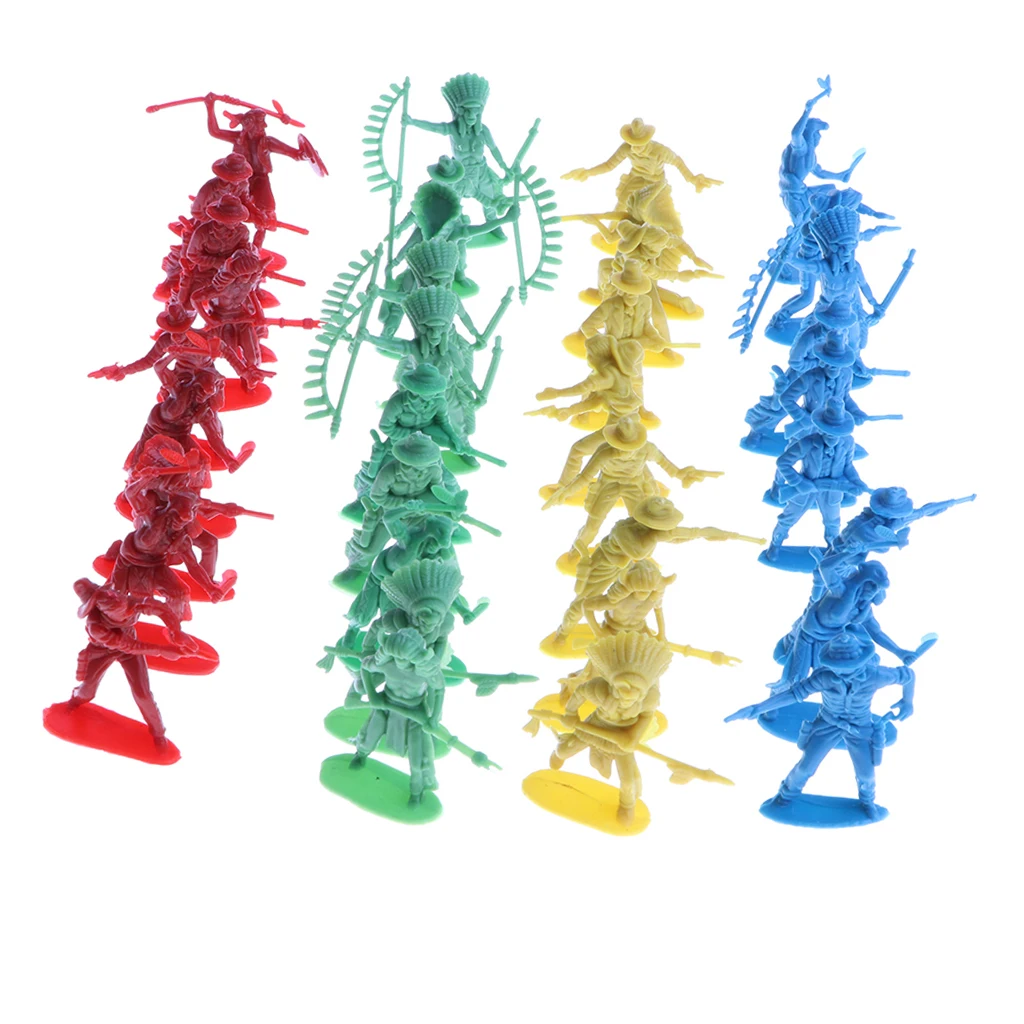 Set of 40pcs Plastic 5cm Army Indian Aboriginal Toy Soldiers  Army Base Set Replacement Collection Toy