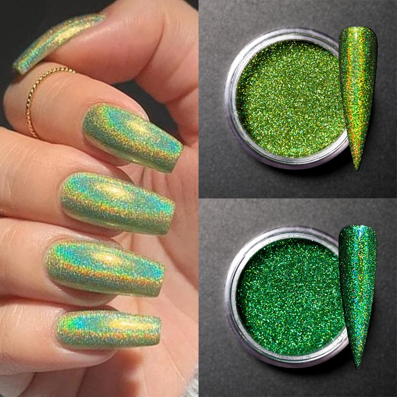 Nail Powder Nail Glitter Nail Pigment Iridescent Nail Powder Mirror Glitter Chrome Nail Art Pigment Design Rub Dust Flakes Decorations Brush Manicuring