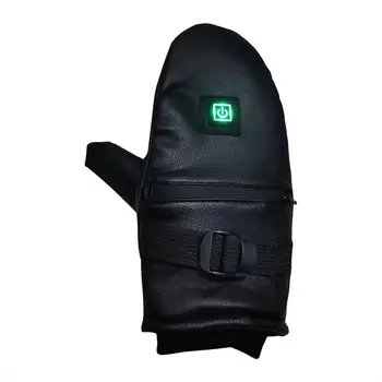 

Leather Electric Heating Gloves Battery Charging Double-sided Heating Five-finger Touch Screen Gloves For Men Women Winter