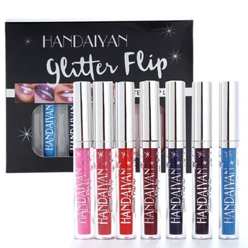 

7 Pcs/set Glitter Lip Gloss Liquid Lipstick Gift Box Long Lasting Bright Color Makeup Set Red Lips Tint Waterproof