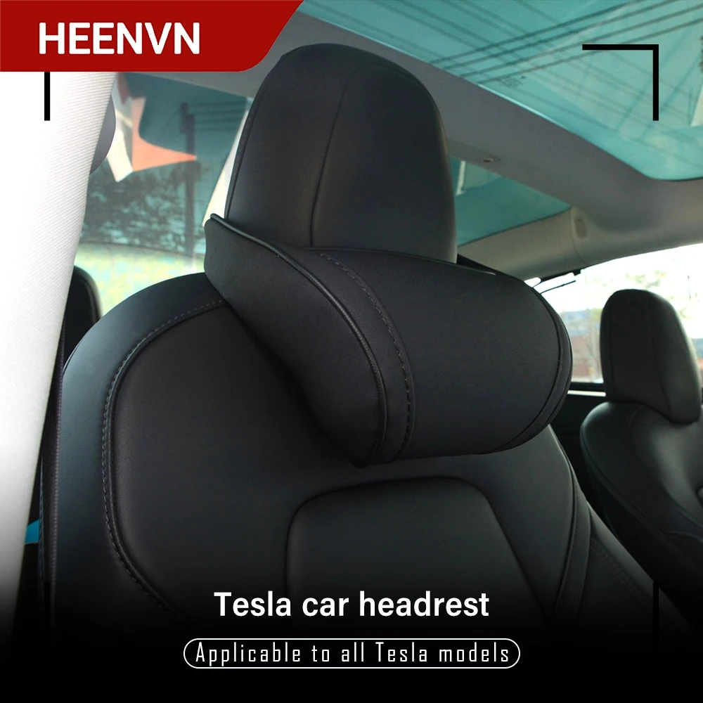 Heenvn Memory Leather Pillow For Tesla Model 3 2021 Accessories For Tesla Pillow Neck waist