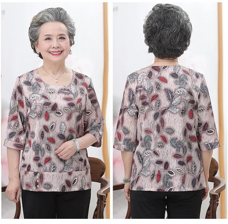 WOMEN'S Dress 2019 Summer New Style Middle-aged Women Dress 40-50 Fashion Loose Middle-aged Casual Large Size Blouses Shirt WOMEN'S Dress 2019 Summer New Style Middle-aged Women Dress 40-50 Fashion Loose Middle-aged Casual Large Size Blouses Shirt