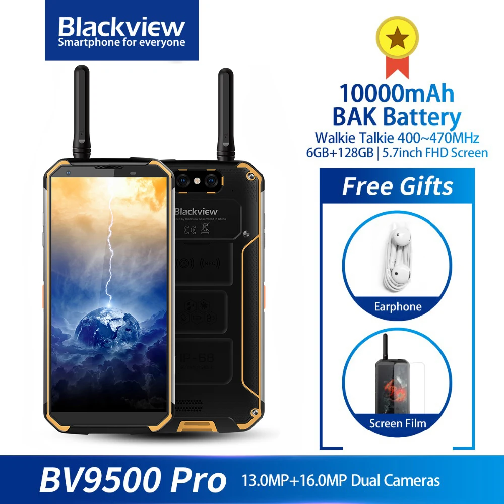 Смартфон Blackview BV9500 Pro защищенный IP68 6 + 128 ГБ 10000 мА · ч 5 7 дюйма NFC|Смартфоны| |