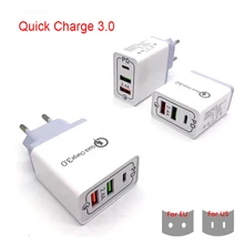 Быстрая зарядка 3,0 USB зарядное устройство для ЕС Великобритания вилка настенный мобильный телефон Быстрая зарядка зарядное устройство для iPhone XS 8 7 samsung 3 порта адаптер 3,0
