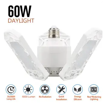 

60W Garage Lamp Folding Light Garage ceiling lights AC110V 220V E27 industrial Light Bulb Professional Lighting Deformation Lamp