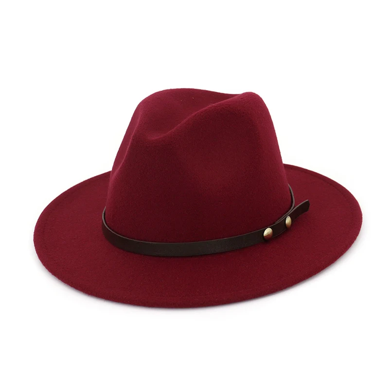 Wine Red fedora FS розовая фетровая шляпа для женщин и мужчин, шерстяные зимние фетровые шляпы, модная черная джазовая шляпа, шляпка, шляпа сомбреро, винтажная женская шляпа - Цвет: Wine Red fedora