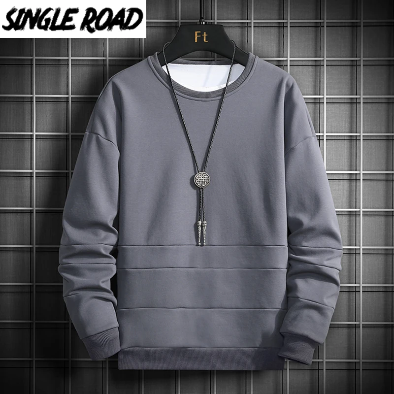 

SingleRoad Mens Crewneck Sweatshirt Men 2020 Plain Oversized Hip Hop Japanese Streetwear Vintage Grey Hoodie Men Sweatshirts