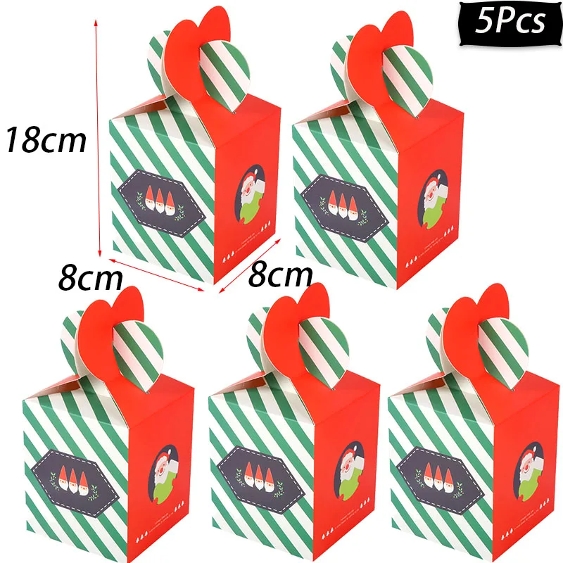 Рождественские бумажные подарочные коробки рождественские украшения для дома подарочная упаковка для конфет пластиковый бумажный пакет Kerst новогодние принадлежности - Цвет: 5pcs boxes