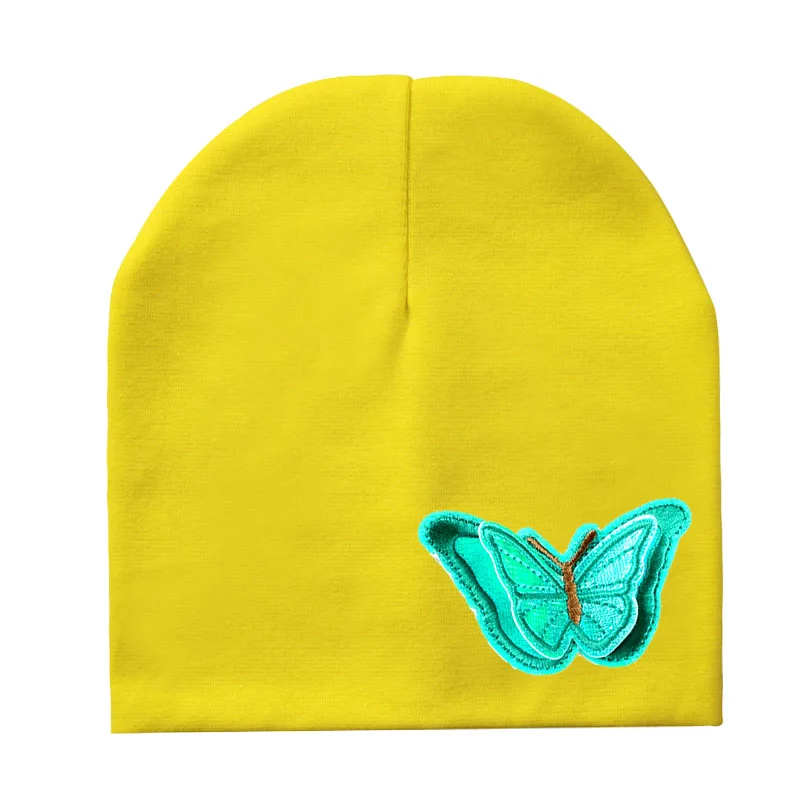 New Baby boy girl hat color butterfly cloth sticker Toddler Infant Beanie Hat Spring Autumn Winter Children's Hats kids beanies