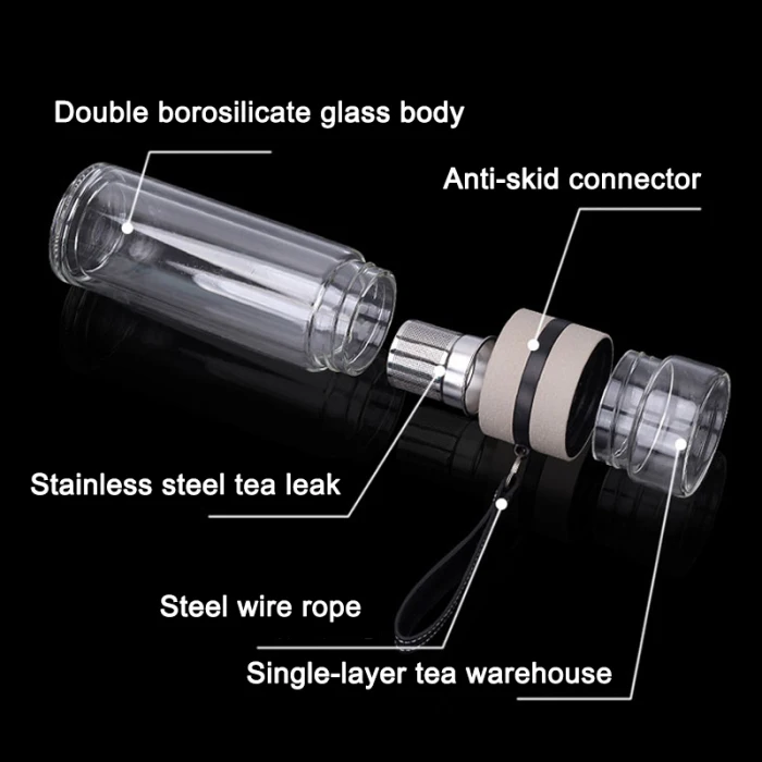 Боросиликатная стеклянная бутылка для заварки чая кружка с ситечком для чая E2S
