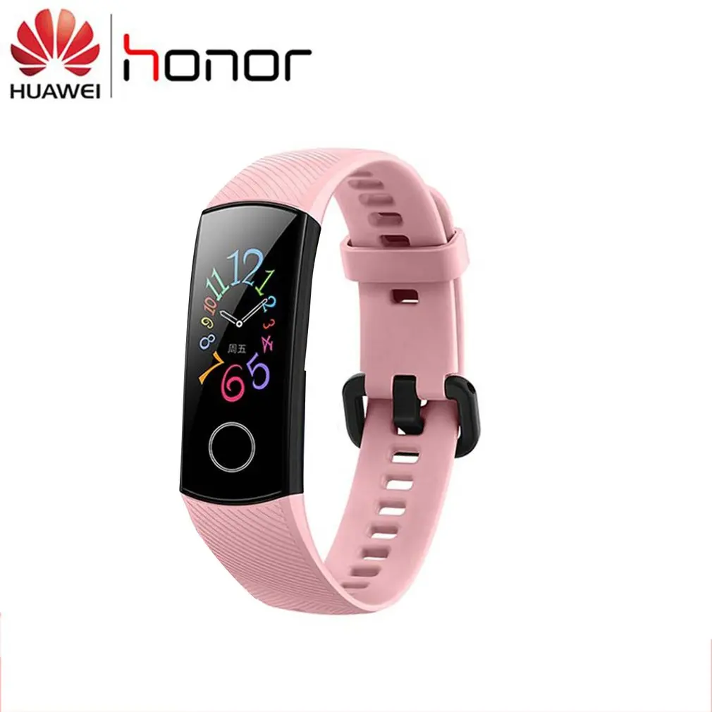 pink Смарт-браслет Honor Band 5 4, оксиметр AMOLED, сенсорный цветной экран, для плавания, для обнаружения осанки, водонепроницаемый смарт-браслет Honor - Цвет: pink