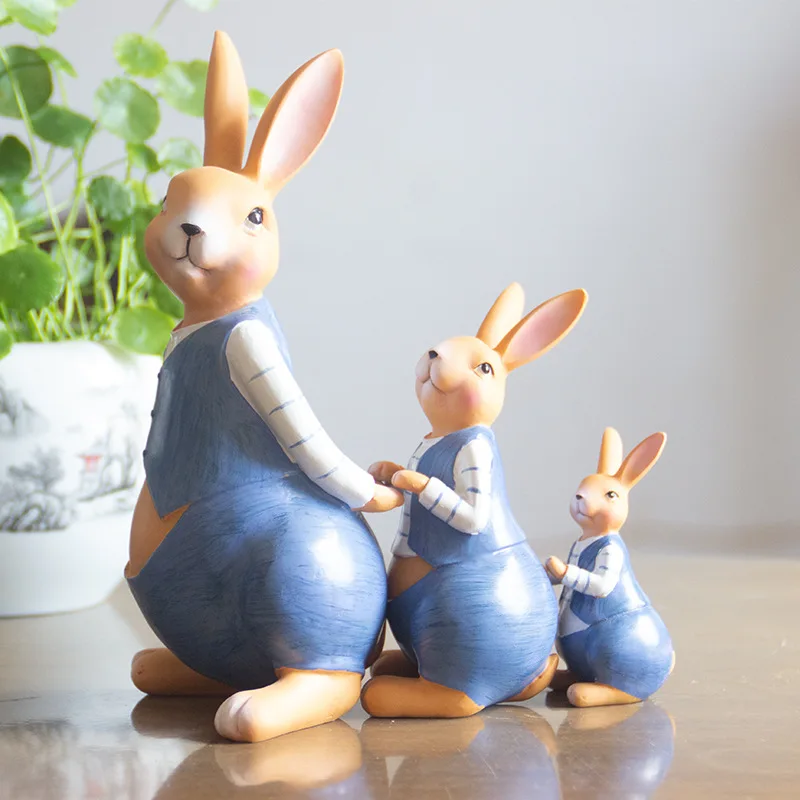 

3 кролика ремесла садовая статуя из смолы скульптуры животных Искусство ремесло орнамент водонепроницаемый для сада двора парка патио JAN88