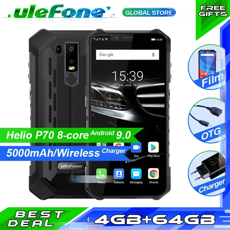 Ulefone Armor 6E IP68 водонепроницаемый мобильный телефон Helio P70 4 Гб + 64 6 2 &quotБеспроводное