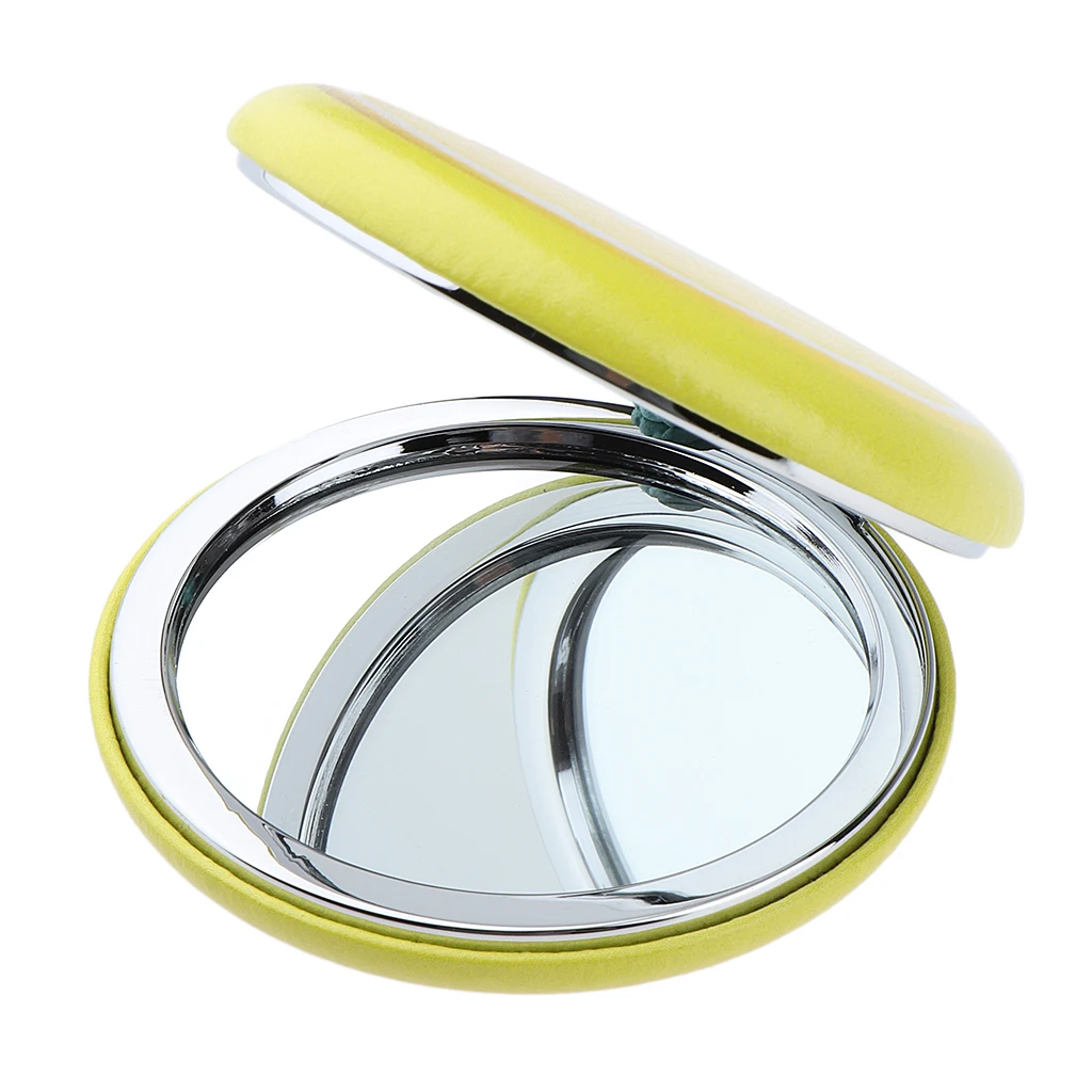 Beauty Pocket Mirrors Dual-Sides Portable Makeup Mirrors Cosmetic Mirror, Great Gift for Little Girls - Color: Yellow Lemon